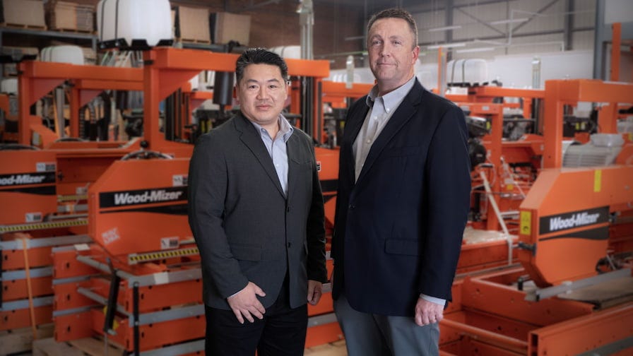 Wood-Mizer Malaysia Country Manager, Daniel Wong (left),   with Wood-Mizer CEO John Smith (right).